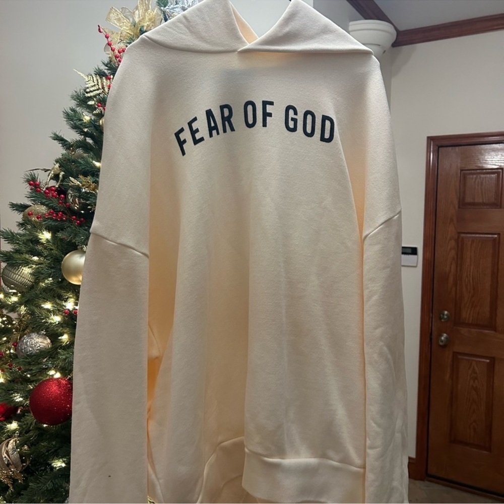 Men’s Fear of God cream, French Terri cotton hoodie size XL
